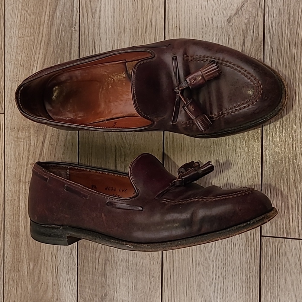 ALDEN 3670 Shell Cordovan Leather Dark Brown Sz 9.5 B/D Mens Tassel Loafer Shoes